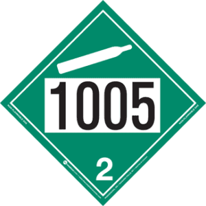 UN 1005, Hazard Class 2.2 - Non-Flammable Gas, Permanent Self-Stick Vinyl - ICC Canada