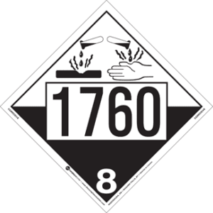 UN 1760, Hazard Class 8 - Corrosives, Permanent Self-Stick Vinyl - ICC Canada