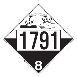 UN 1791, Hazard Class 8 - Corrosives, Permanent Self-Stick Vinyl - ICC Canada