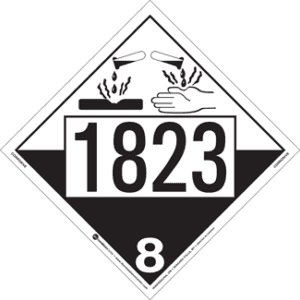 UN 1823, Hazard Class 8 - Corrosives, Permanent Self-Stick Vinyl - ICC Canada