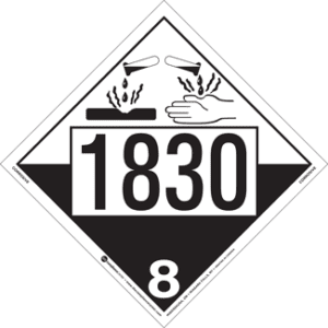 UN 1830, Hazard Class 8 - Corrosives, Permanent Self-Stick Vinyl - ICC Canada