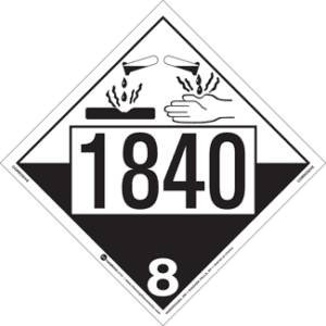 UN 1840, Hazard Class 8 - Corrosives, Permanent Self-Stick Vinyl - ICC Canada