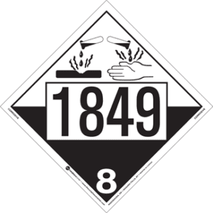 UN 1849, Hazard Class 8 - Corrosives, Permanent Self-Stick Vinyl - ICC Canada
