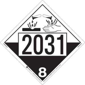 UN 2031, Hazard Class 8 - Corrosives, Permanent Self-Stick Vinyl - ICC Canada