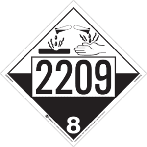 UN 2209, Hazard Class 8 - Corrosives, Permanent Self-Stick Vinyl - ICC Canada