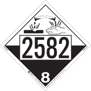 UN 2582, Hazard Class 8 - Corrosives, Permanent Self-Stick Vinyl - ICC Canada