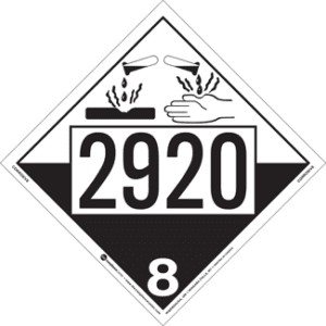 UN 2920, Hazard Class 8 - Corrosives, Permanent Self-Stick Vinyl - ICC Canada