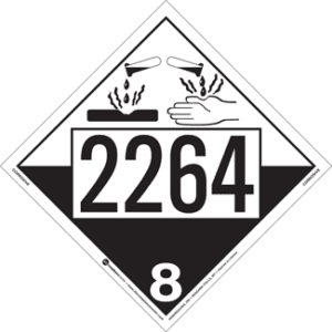 UN 2264, Hazard Class 8 - Corrosive Placard, Removable Self-Stick Vinyl - ICC Canada