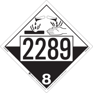 UN 2289, Hazard Class 8 - Corrosive Placard, Removable Self-Stick Vinyl - ICC Canada