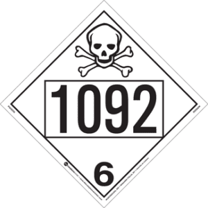 UN 1092, Hazard Class 6 - Toxic, Permanent Self-Stick Vinyl - ICC Canada