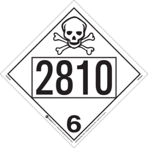 UN 2810, Hazard Class 6 - Toxic Placard, Removable Self-Stick Vinyl - ICC Canada