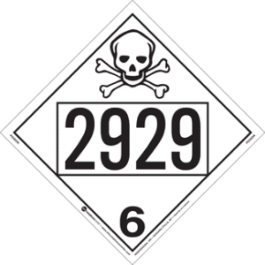 UN 2929, Hazard Class 6 - Toxic Placard, Removable Self-Stick Vinyl - ICC Canada