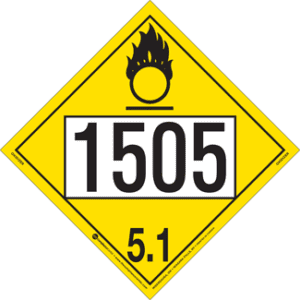 UN 1505, Hazard Class 5 - Oxidizer, Permanent Self-Stick Vinyl - ICC Canada