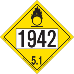 UN 1942, Hazard Class 5 - Oxidizer, Permanent Self-Stick Vinyl - ICC Canada