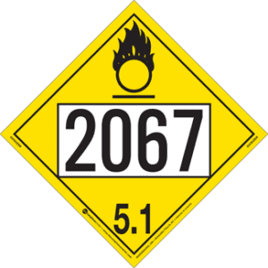 UN 2067, Hazard Class 5 - Oxidizer, Permanent Self-Stick Vinyl - ICC Canada