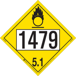 UN 1479, Hazard Class 5 - Oxidizer Placard, Removable Self-Stick Vinyl - ICC Canada