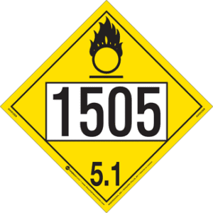 UN 1505, Hazard Class 5 - Oxidizer Placard, Removable Self-Stick Vinyl - ICC Canada