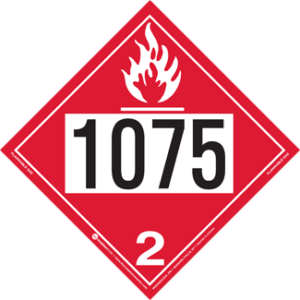 UN 1075, Hazard Class 2 - Flammable Gas, Permanent Self-Stick Vinyl - ICC Canada