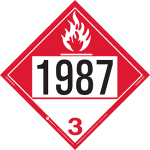 UN 1987, Hazard Class 3 - Combustible Liquid, Permanent Self-Stick Vinyl - ICC Canada