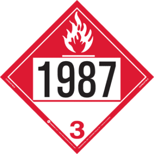 UN 1987, Hazard Class 3 - Combustible Liquid, Permanent Self-Stick Vinyl - ICC Canada