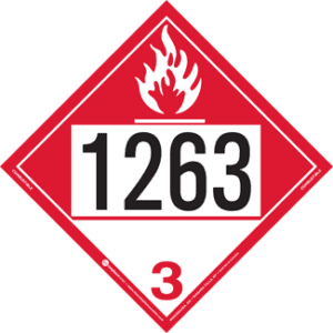 UN 1263, Hazard Class 3 - Combustible Liquid Placard, Removable Self-Stick Vinyl - ICC Canada