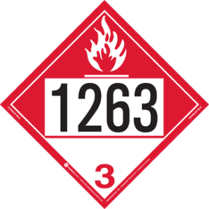 UN 1263, Hazard Class 3 - Combustible Liquid Placard, Removable Self-Stick Vinyl - ICC Canada