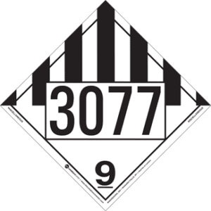 UN 3077, Hazard Class 9 - Miscellaneous Dangerous Goods Placard, Removable Self-Stick Vinyl - ICC Canada