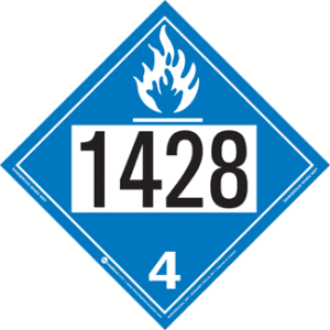 UN 1428, Hazard Class 4 - Water Reactive Substances, Permanent Self-Stick Vinyl - ICC Canada