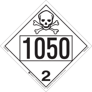 UN 1050, Hazard Class 2 - Toxic Gas, Permanent Self-Stick Vinyl - ICC Canada