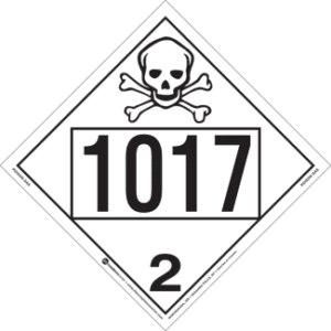 UN 1017, Hazard Class 2 - Toxic Gas Placard, Removable Self-Stick Vinyl - ICC Canada
