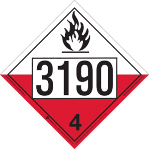 UN 3190, Hazard Class 4 - Substances Liable to Spontaneous Combustion, Permanent Self-Stick Vinyl - ICC Canada