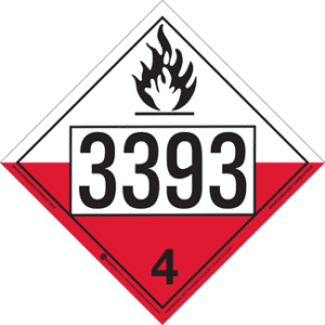 UN 3393, Hazard Class 4 - Substances Liable to Spontaneous Combustion, Permanent Self-Stick Vinyl - ICC Canada