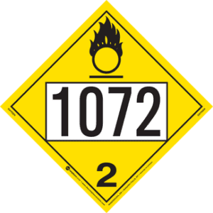 UN 1072, Hazard Class 2 - Oxygen, Permanent Self-Stick Vinyl - ICC Canada