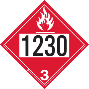 UN 1230 Placard, Hazard Class 3 - Flammable Liquid, Tagboard - ICC Canada