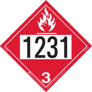 UN 1231, Hazard Class 3 - Flammable Liquid, Tagboard - ICC Canada
