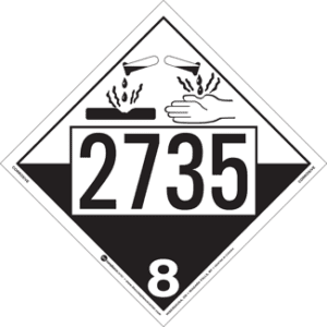 UN 2735, Hazard Class 8 - Corrosives, Tagboard - ICC Canada