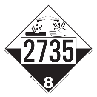 UN 2735, Hazard Class 8 - Corrosives, Tagboard - ICC Canada UN 2735, Hazard Class 8 - Corrosives, Tagboard - ICC Canada