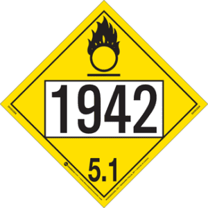 UN 1942 Placard, Hazard Class 5 - Oxidizer, Tagboard - ICC Canada