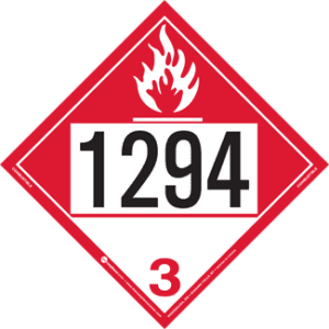 UN 1294, Hazard Class 3 - Cumbustible Liquid, Tagboard - ICC Canada
