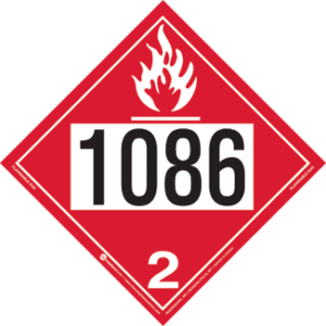 UN 1086, Hazard Class 2 - Flammable Gas, Rigid Vinyl, 2-Sided - ICC Canada