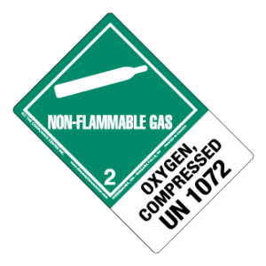 Hazard Class 2.2 - Non-Flammable Gas, Worded, High-Gloss Label, Shipping Name-Large Tab, UN1072, 500/roll - ICC Canada