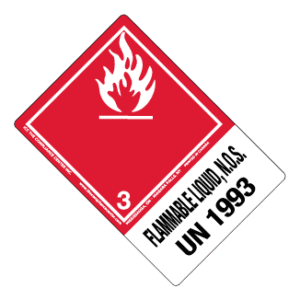 Hazard Class 3 - Flammable Liquid, Non-Worded, High-Gloss Label, Shipping Name-Large Tab, UN1993, 500/roll - ICC Canada