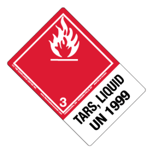 Hazard Class 3 - Flammable Liquid, Non-Worded, High-Gloss Label, Shipping Name-Large Tab, UN1999, 500/roll - ICC Canada