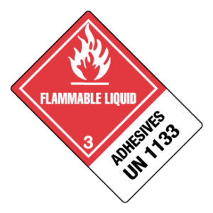 Hazard Class 3 - Flammable Liquid, Worded, High-Gloss Label, Shipping Name-Large Tab, UN1133, 500/roll - ICC Canada