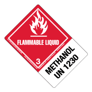 Hazard Class 3 - Flammable Liquid, Worded, High-Gloss Label, Shipping Name-Large Tab, UN1230, 500/roll - ICC Canada