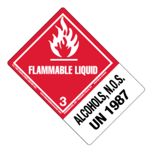 Hazard Class 3 - Flammable Liquid, Worded, High-Gloss Label, Shipping Name-Large Tab, UN1987, 500/roll - ICC Canada