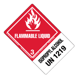 Hazard Class 3 - Flammable Liquid, Worded, High-Gloss Label, Shipping Name-Large Tab, UN1219, 500/roll - ICC Canada