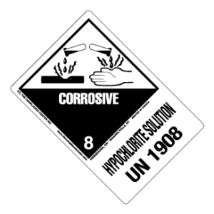 Hazard Class 8 - Corrosive Material, Worded, High-Gloss Label, Shipping Name-Large Tab, UN1908, 500/roll - ICC Canada