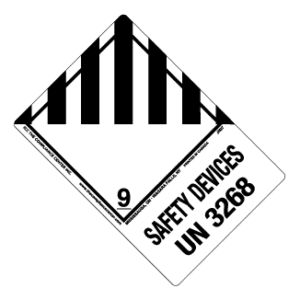Hazard Class 9 - Miscellaneous Hazardous Material, Non-Worded, High-Gloss Label, Shipping Name-Large Tab, UN3268, 500/roll - ICC Canada