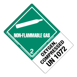 Hazard Class 2.2 - Non-Flammable Gas, Worded, Vinyl Label, Shipping Name-Large Tab, UN1072, 500/roll - ICC Canada